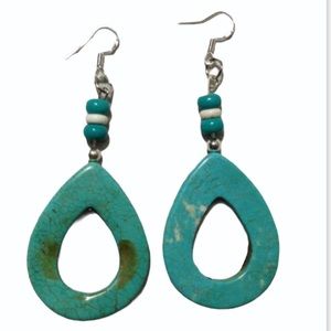 Large Howlite Teardrop Earrings